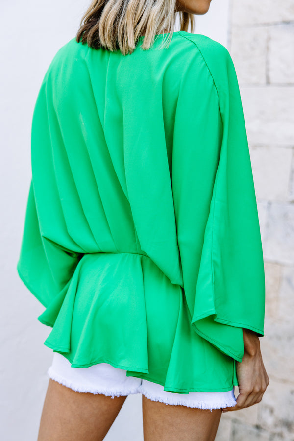 bright green blouse