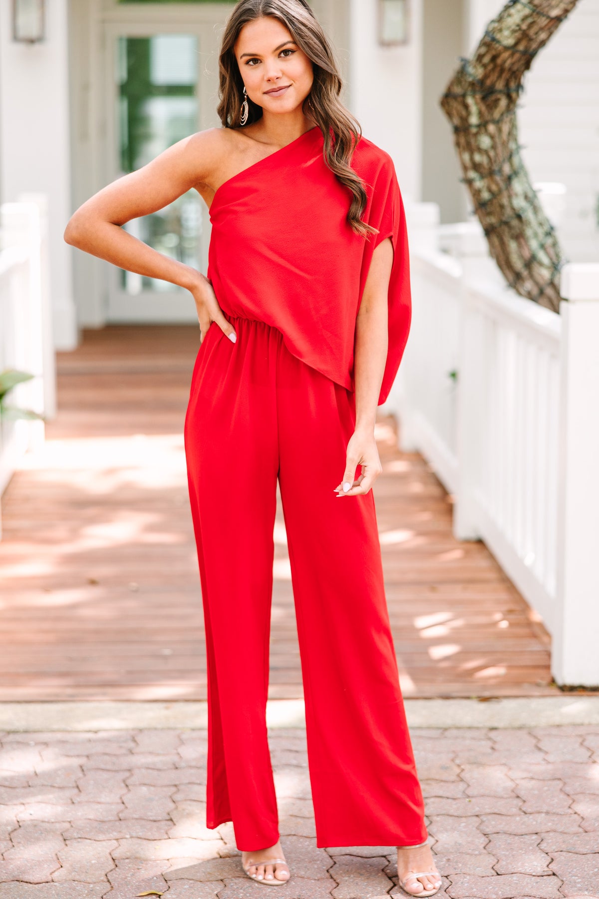 Classy Chic Red One Shoulder Jumpsuit Party Jumpsuit Shop the Mint