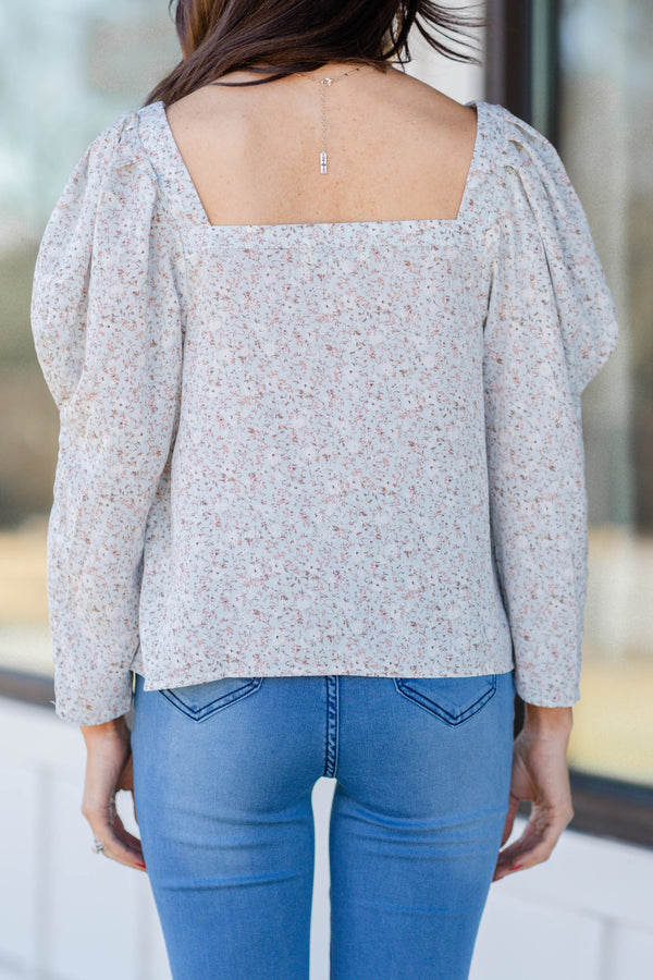 ditsy floral puff sleeve top