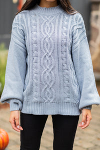 As It Is Denim Blue Cable Knit Sweater