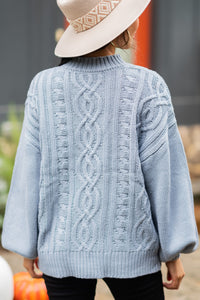 As It Is Denim Blue Cable Knit Sweater