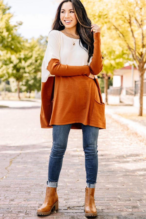 The Best Of Me Caramel Brown Colorblock Tunic