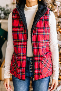 reversible red plaid vest 