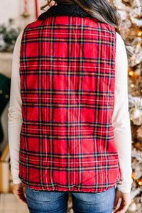 reversible red plaid vest 