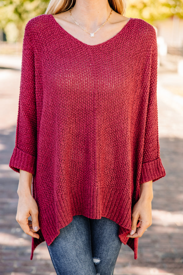 Don't Waste A Moment Berry Red Oversized Sweater
