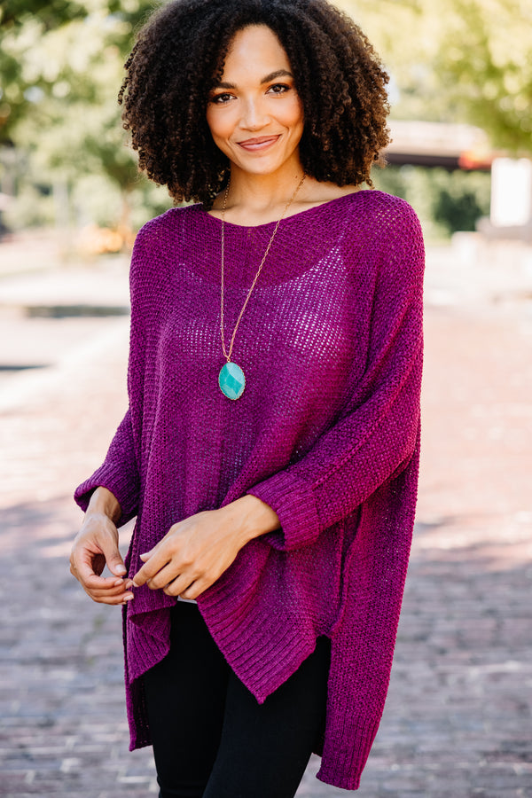 loose knit purple sweater