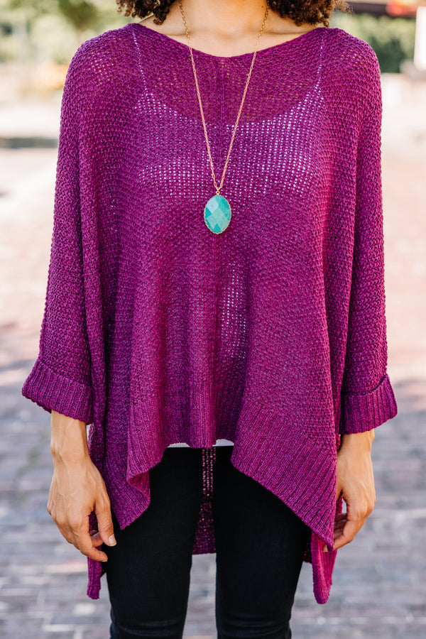loose knit purple sweater