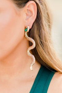 earrings, statement earrings, gold earrings, snake earrings