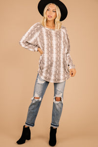 snake print waffle knit tunic