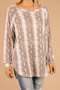 snake print waffle knit tunic