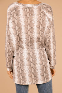 snake print waffle knit tunic