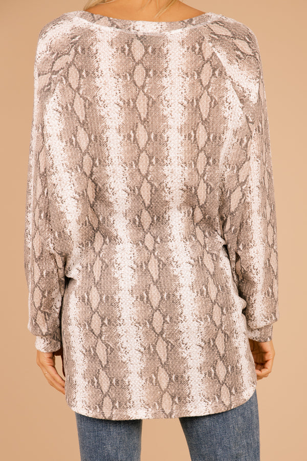 snake print waffle knit tunic