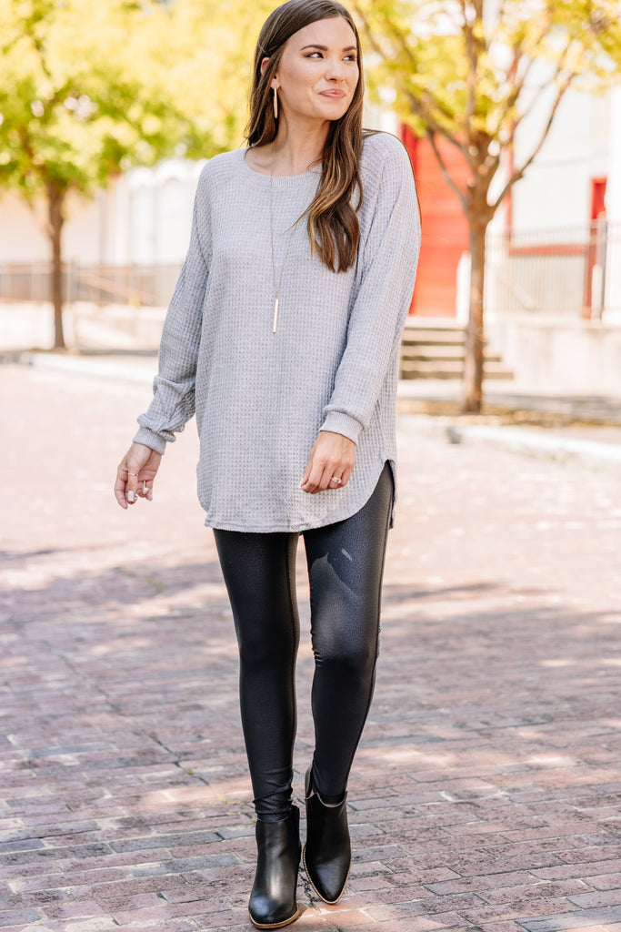 Easy Like Sunday Gray Waffle Tunic - Classic Tunics – Shop the Mint