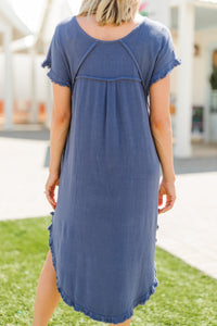 linen raw hem dress