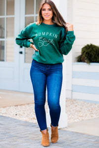 long sleeves, green, graphics, graphic sweatshirt, sweatshirt