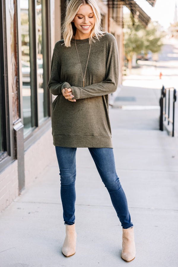 green heathered tunic