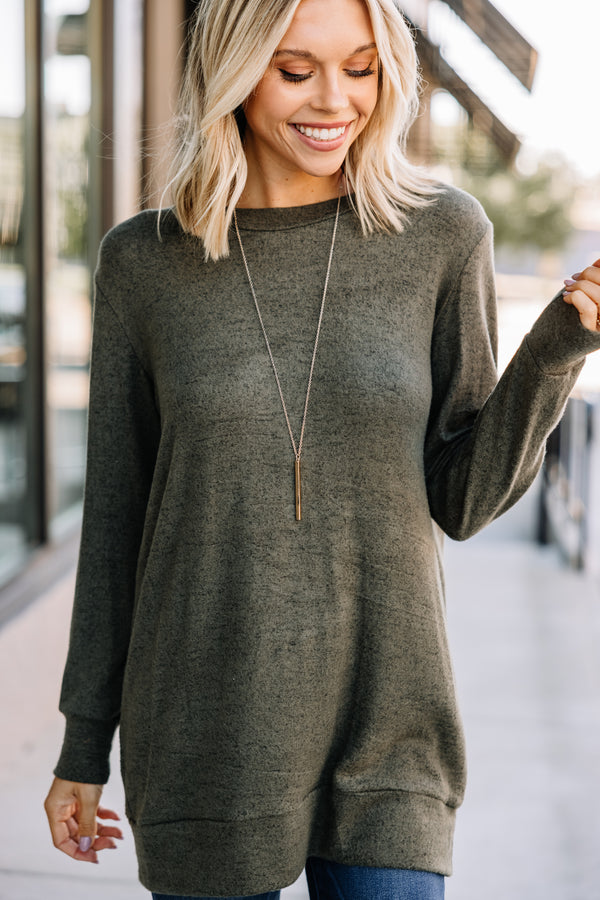 green heathered tunic