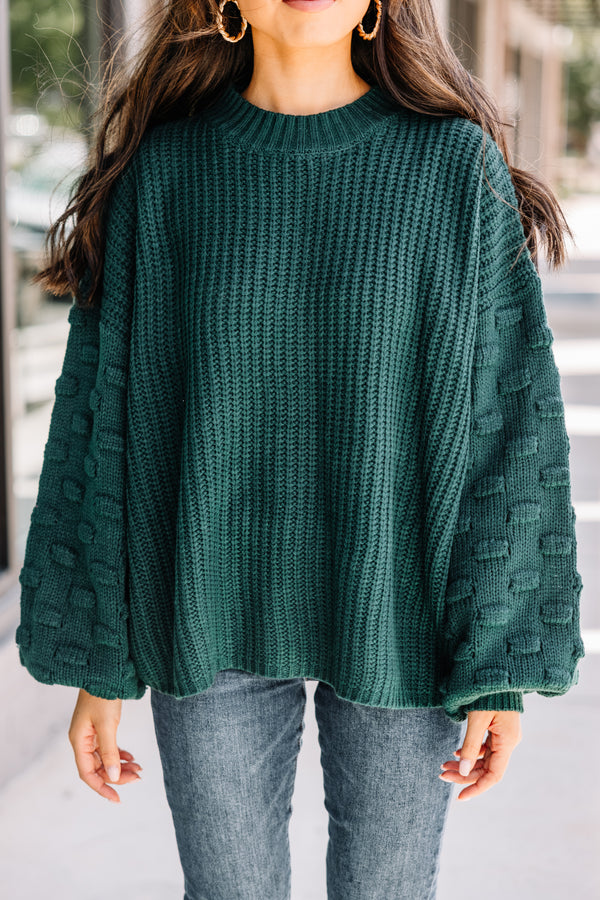 Ins and Outs of Love Forest Green Chunky Knit Sweater