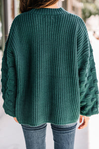 Ins and Outs of Love Forest Green Chunky Knit Sweater