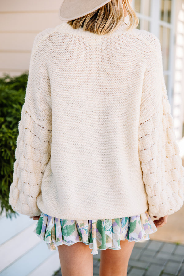 Feeling Close To You Ivory White Textured Sweater