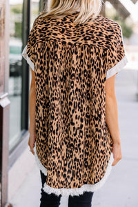 linen leopard top