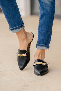 chain detail solid mules