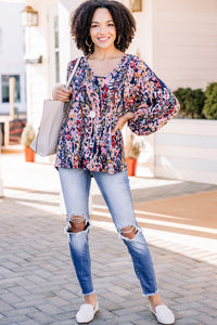 floral bubble sleeve blouse