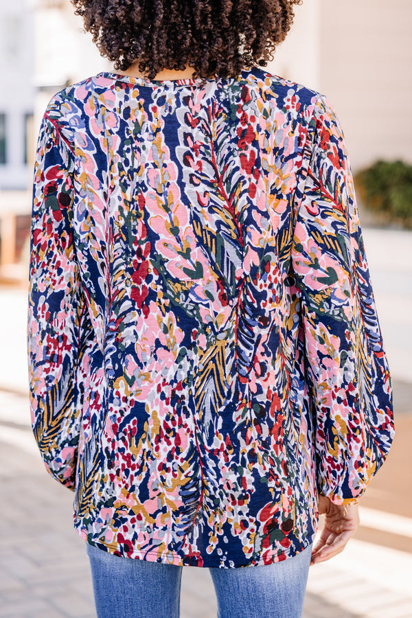 floral bubble sleeve blouse