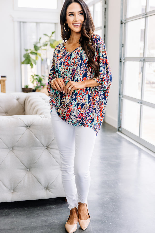 watercolor floral relaxed fit top