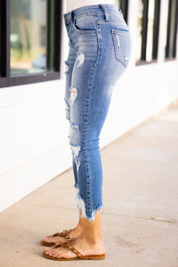 distressed medium wash jeans