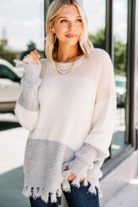 Always And Forever Gray Colorblock Sweater