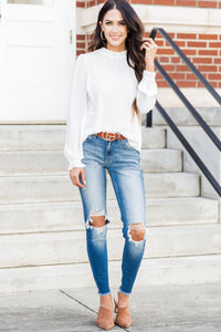 Just be You White Ruffled Blouse