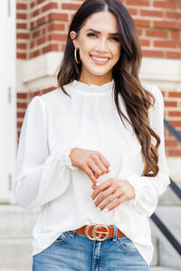 Just be You White Ruffled Blouse