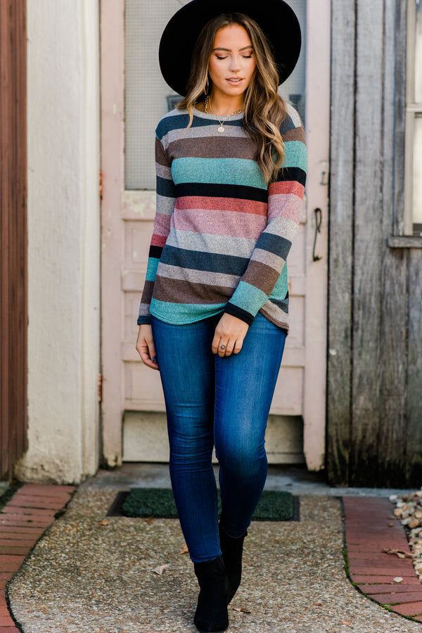knotted hem striped top