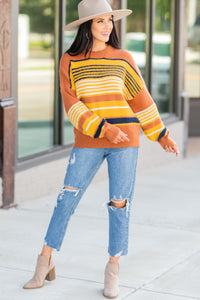 orange striped sweater