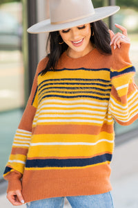 orange striped sweater