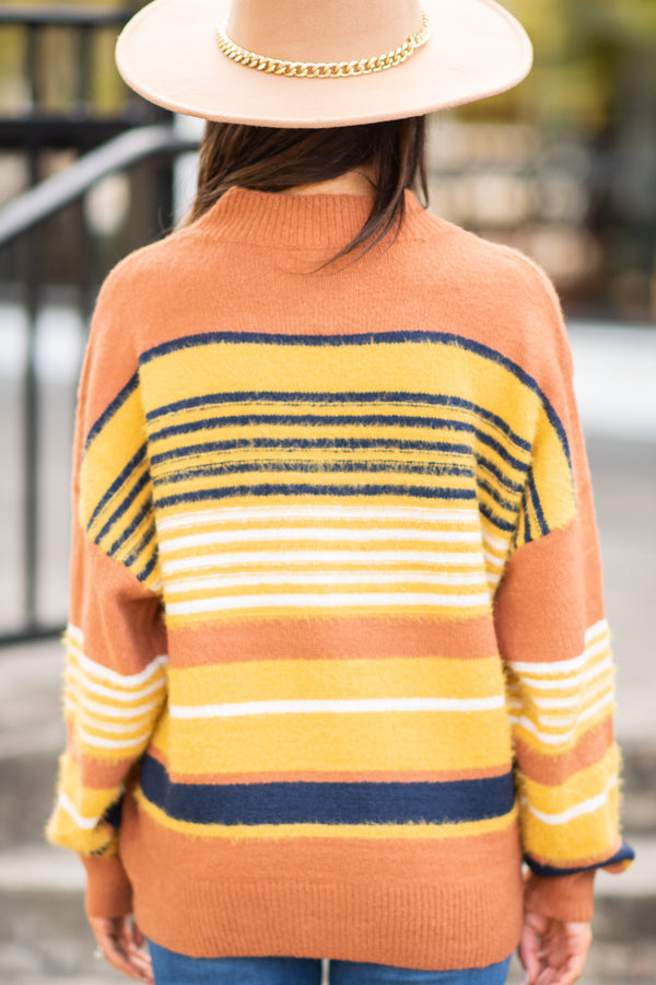 orange striped sweater