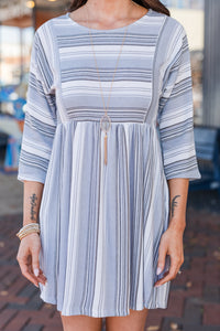 stripe print 3/4 sleeve dress