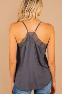 lace trim v-neck cami tank