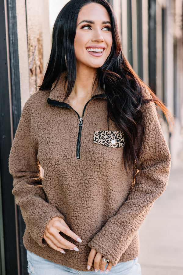 sherpa brown pullover