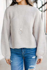 bubble sleeve mock neck sweater