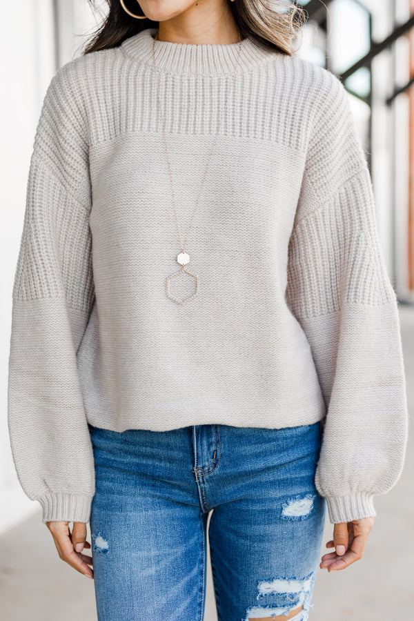 bubble sleeve mock neck sweater