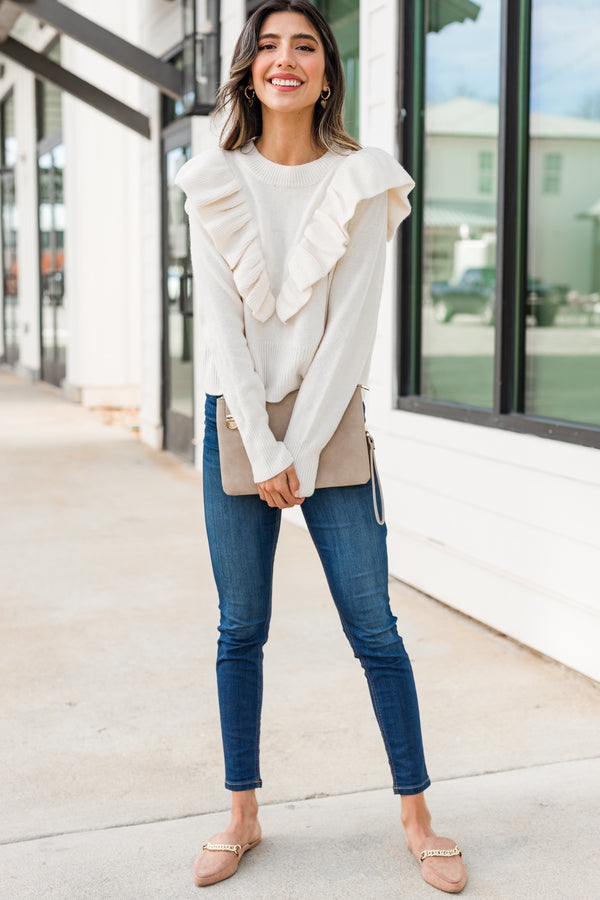 feminine ruffled sweater 