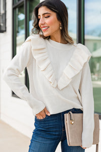 feminine ruffled sweater 