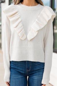 feminine ruffled sweater 