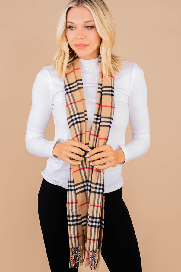 classic plaid fringe scarf