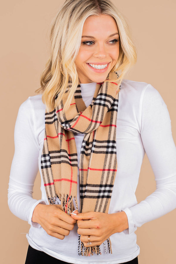 classic plaid fringe scarf