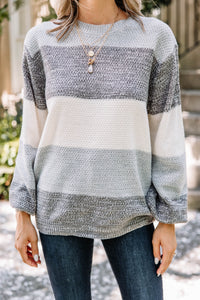 Ease Your Mind Gray Colorblock Sweater
