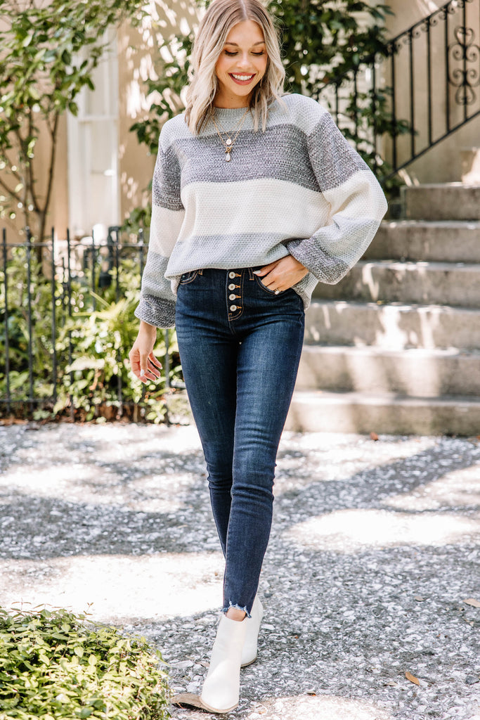 Classic Gray Colorblock Sweater - Boutique Sweaters – Shop the Mint