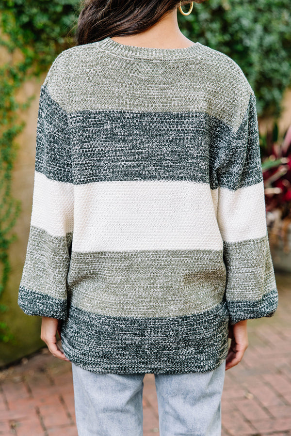 Ease Your Mind Hunter Green Colorblock Sweater